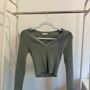 La Hearts Sage Green Long Sleeve Top